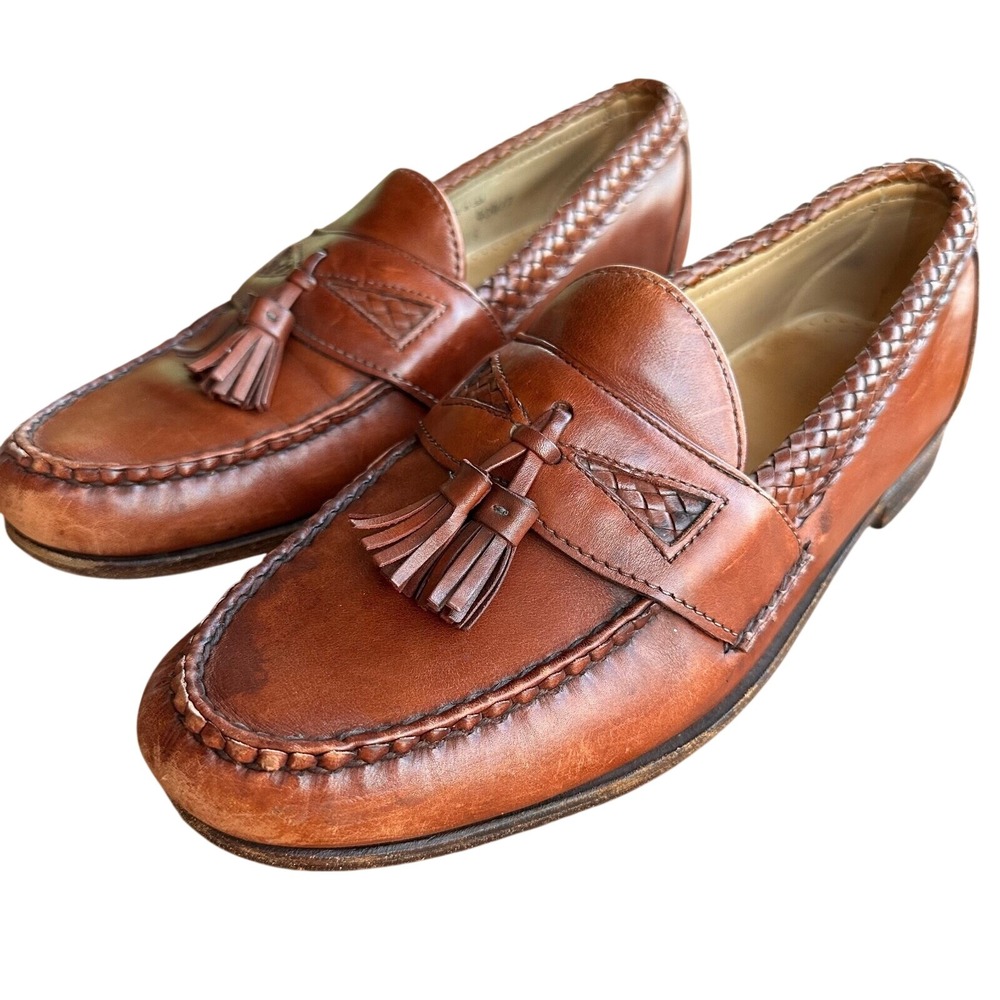 Allen Edmonds Maxfield Brown Leather Tassel Loafers Mens 10 D Made in USA 47716